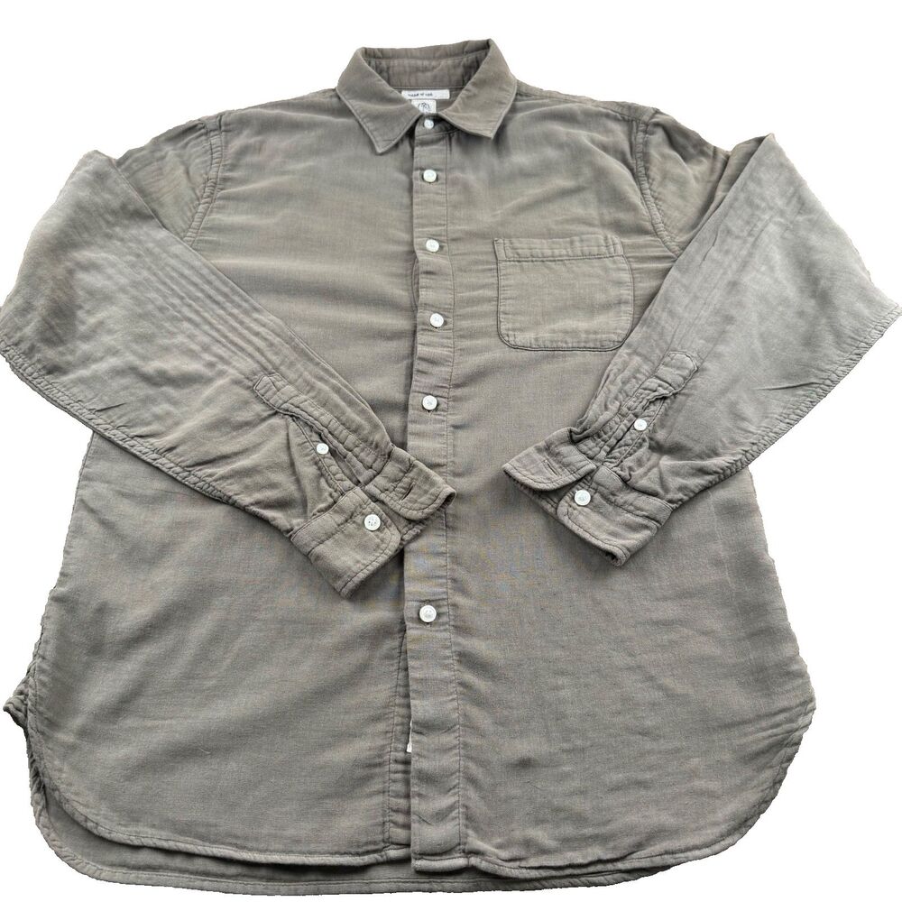 Hiroshi Kato The Ripper Double Gauze Cotton Shirt Men's M Military Gray USA Read